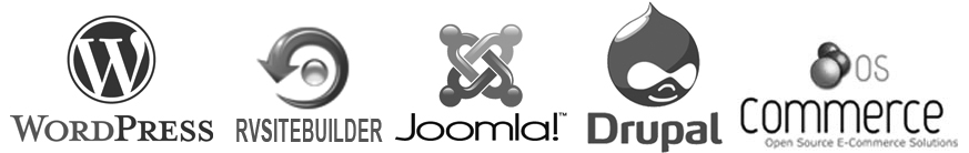 WordPress, RV SiteBuilder, Joomla, Drupal, OS Commerce